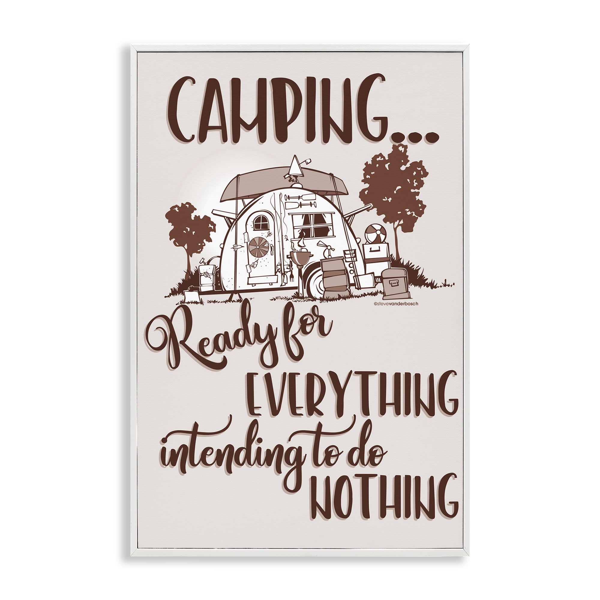 Stupell Industries Everything & Nothing Camping Landscape Painting White Framed Art Print Wall Art, 20 x 30