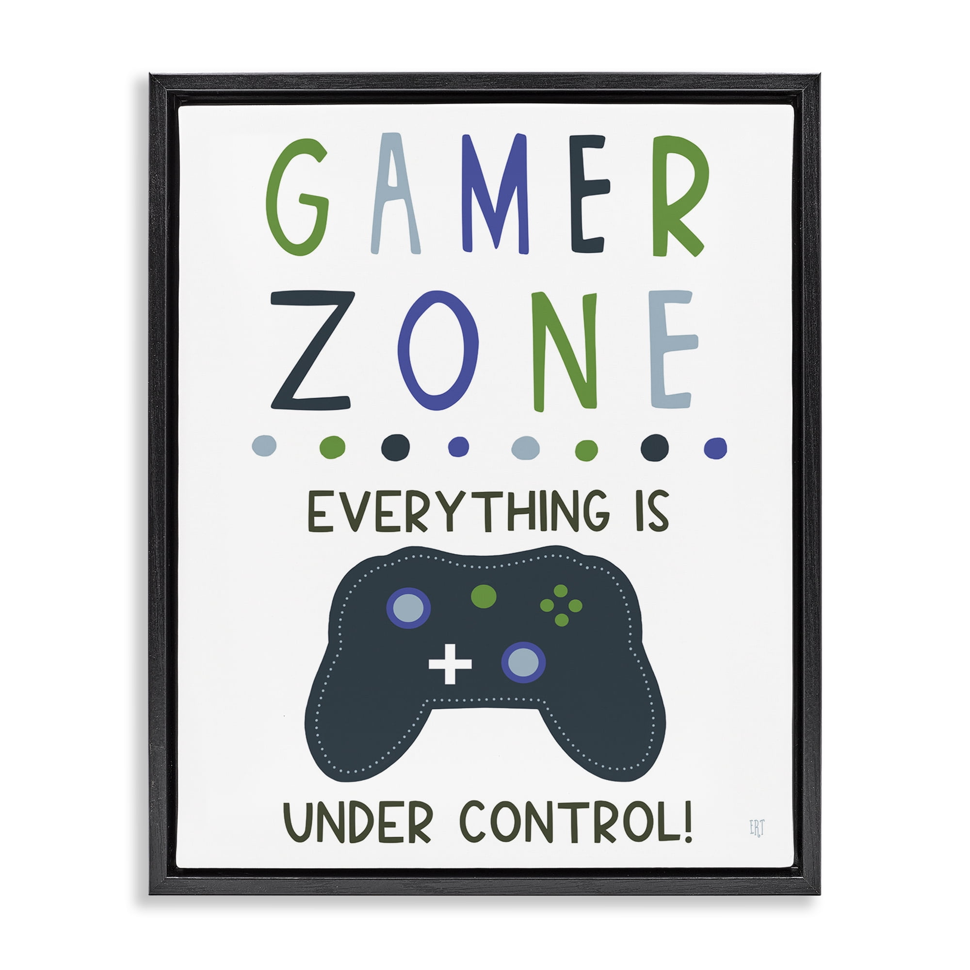 Stupell Industries Everything Under Control Gamer Zone Black Framed Floater Canvas Wall Art, design by Elizabeth Tyndall