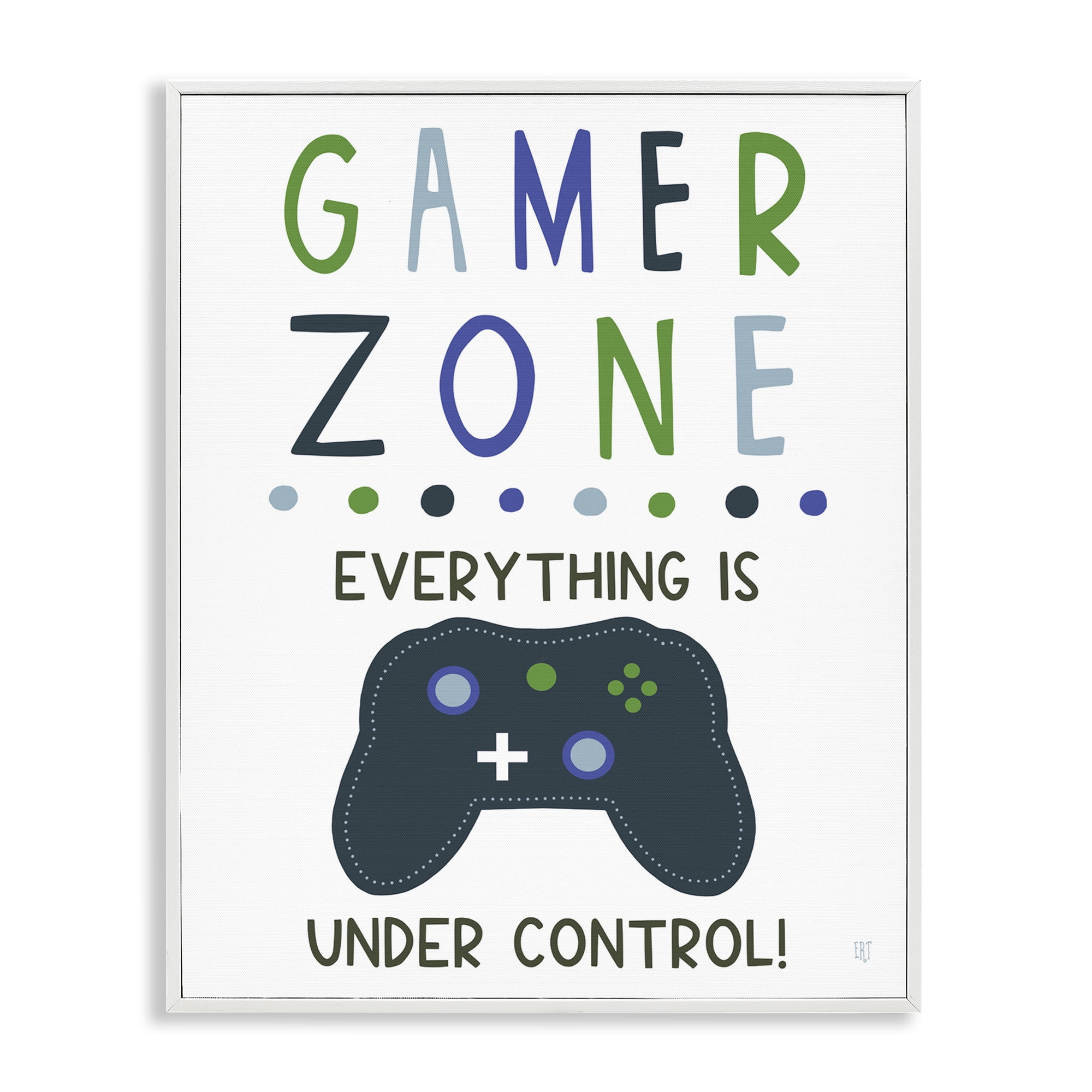 Stupell Industries Everything Under Control Gamer Zone White Framed Giclee Art, design by Elizabeth Tyndall