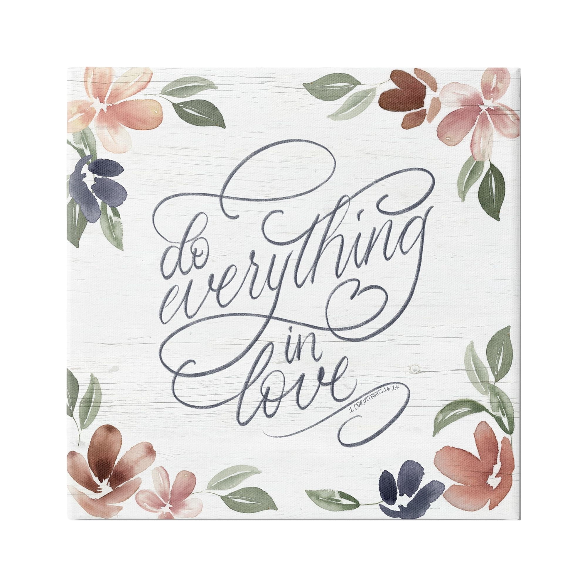Stupell Industries Everything in Love Phrase Botanical & Floral Painting Gallery Wrapped Canvas Art Print Wall Art, 17 x 17
