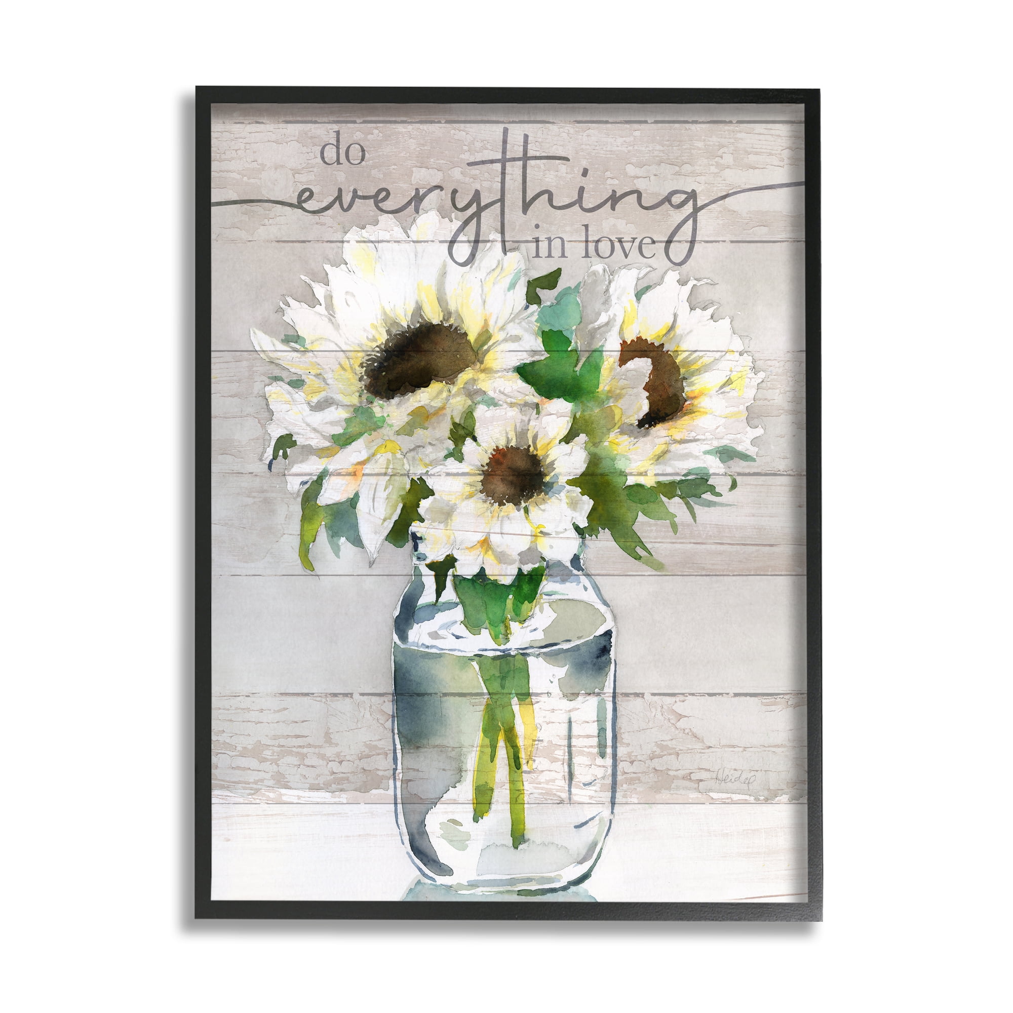 Stupell Industries Everything in Love Romantic Country Blooms Bouquet Graphic Art Black Framed Art Print Wall Art, Design by Theresa Heidel