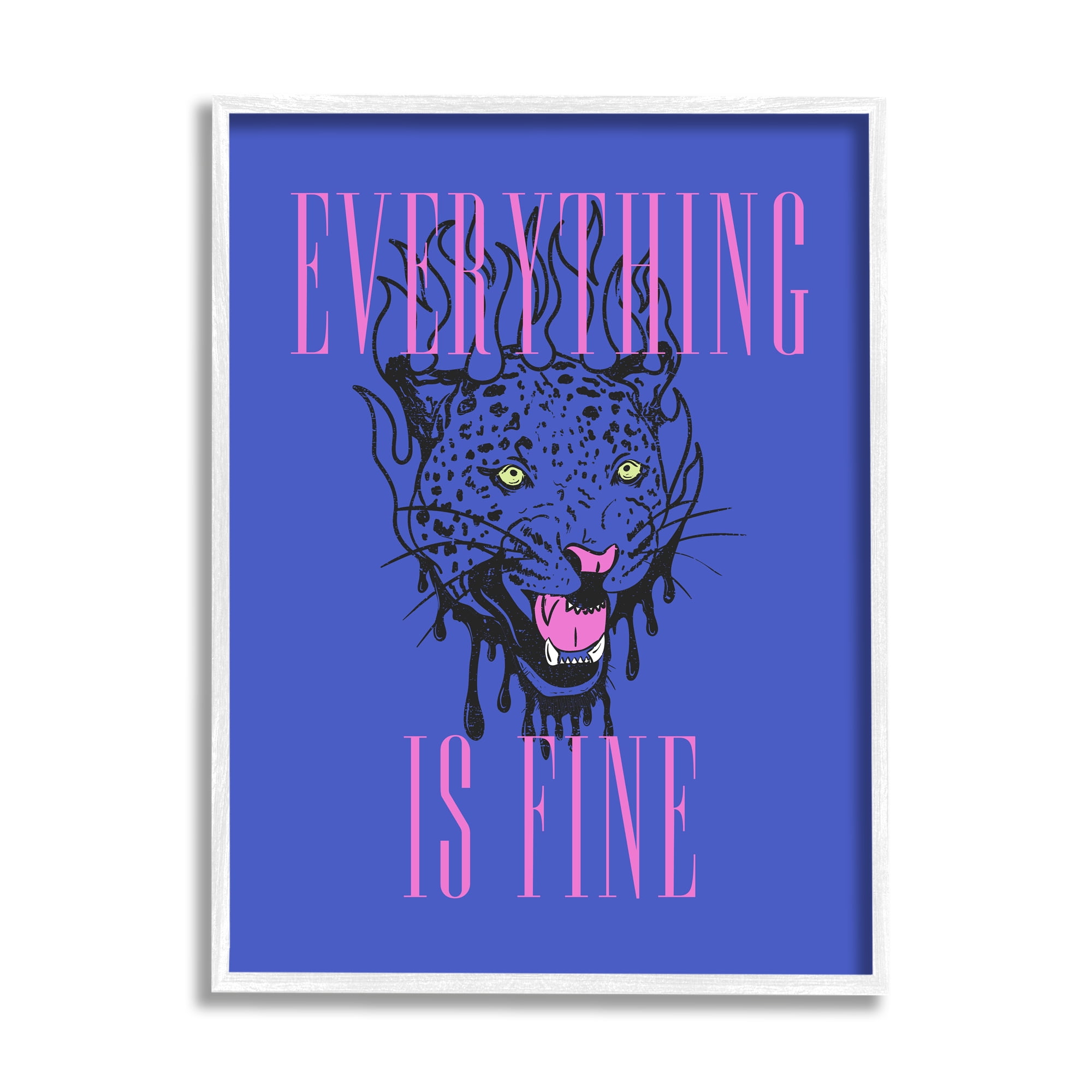 Stupell Industries Everything is Fine Leopard Animals & Insects Painting White Framed Art Print Wall Art, 24 x 30