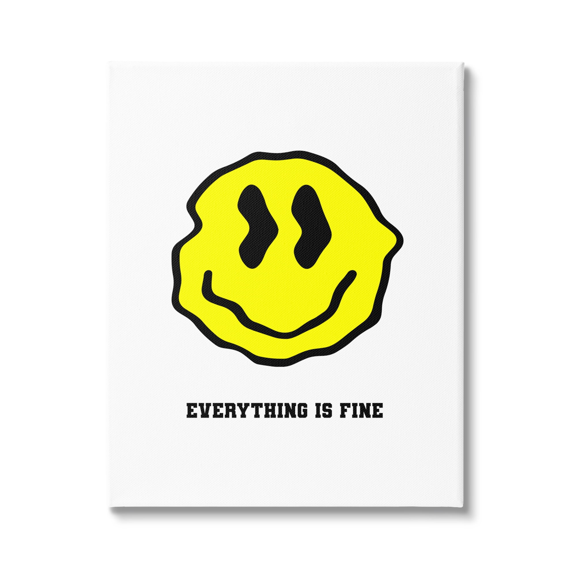 Stupell Industries Everything is Fine Smiley Abstract Painting Gallery Wrapped Canvas Art Print Wall Art, 24 x 30