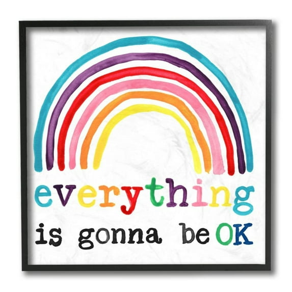 Stupell Industries Everything is Okay Colorful Phrase with Rainbow Design by June Erica Vess
