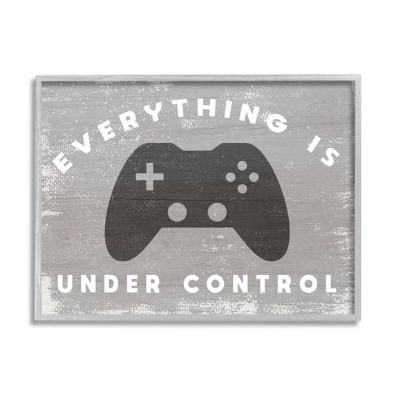 Stupell Industries Everything is Under Control Rustic Video Game Controller Beauty & Fashion Painting Gray Framed Art Print Wall Art, 16 x 20