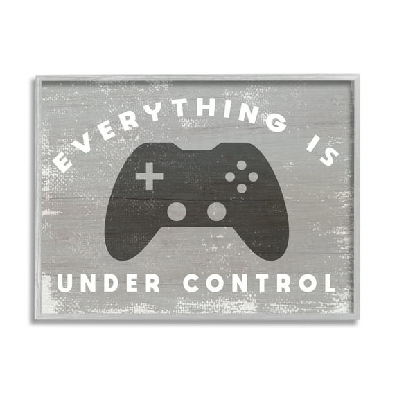Stupell Industries Everything is Under Control Rustic Video Game Controller Beauty & Fashion Painting Gray Framed Art Print Wall Art, 16 x 20