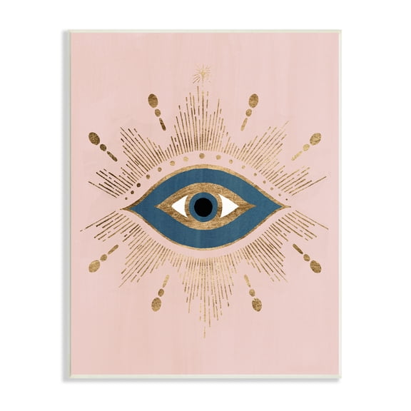 Stupell Industries Evil Eye Glam Boho Pattern Bold Blue Pink, 10 x 15, Design by Grace Popp
