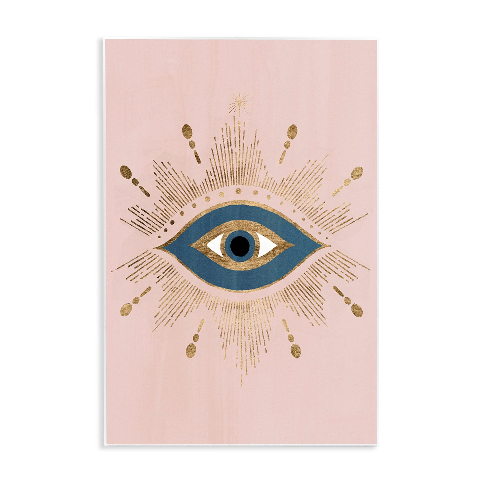 Stupell Industries Evil Eye Glam Boho Pattern Bold Blue Pink, 13 x 19, Design by Grace Popp