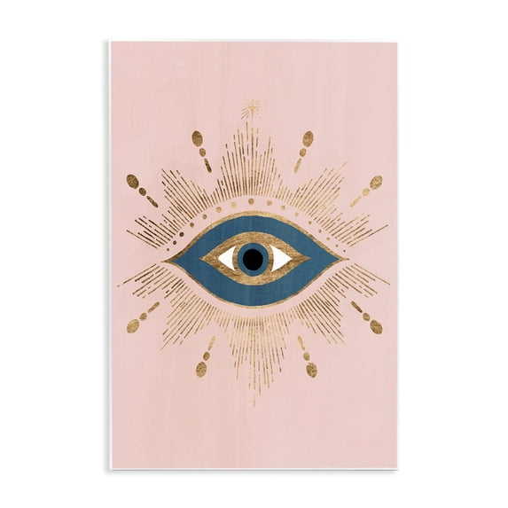 Stupell Industries Evil Eye Glam Boho Pattern Bold Blue Pink, 13 x 19, Design by Grace Popp