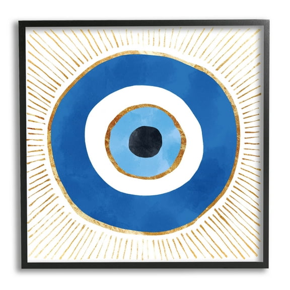 Stupell Industries Evil Eye Symbol Striped Rays Graphic Art Black Framed Art Print Wall Art, Design by Ziwei Li