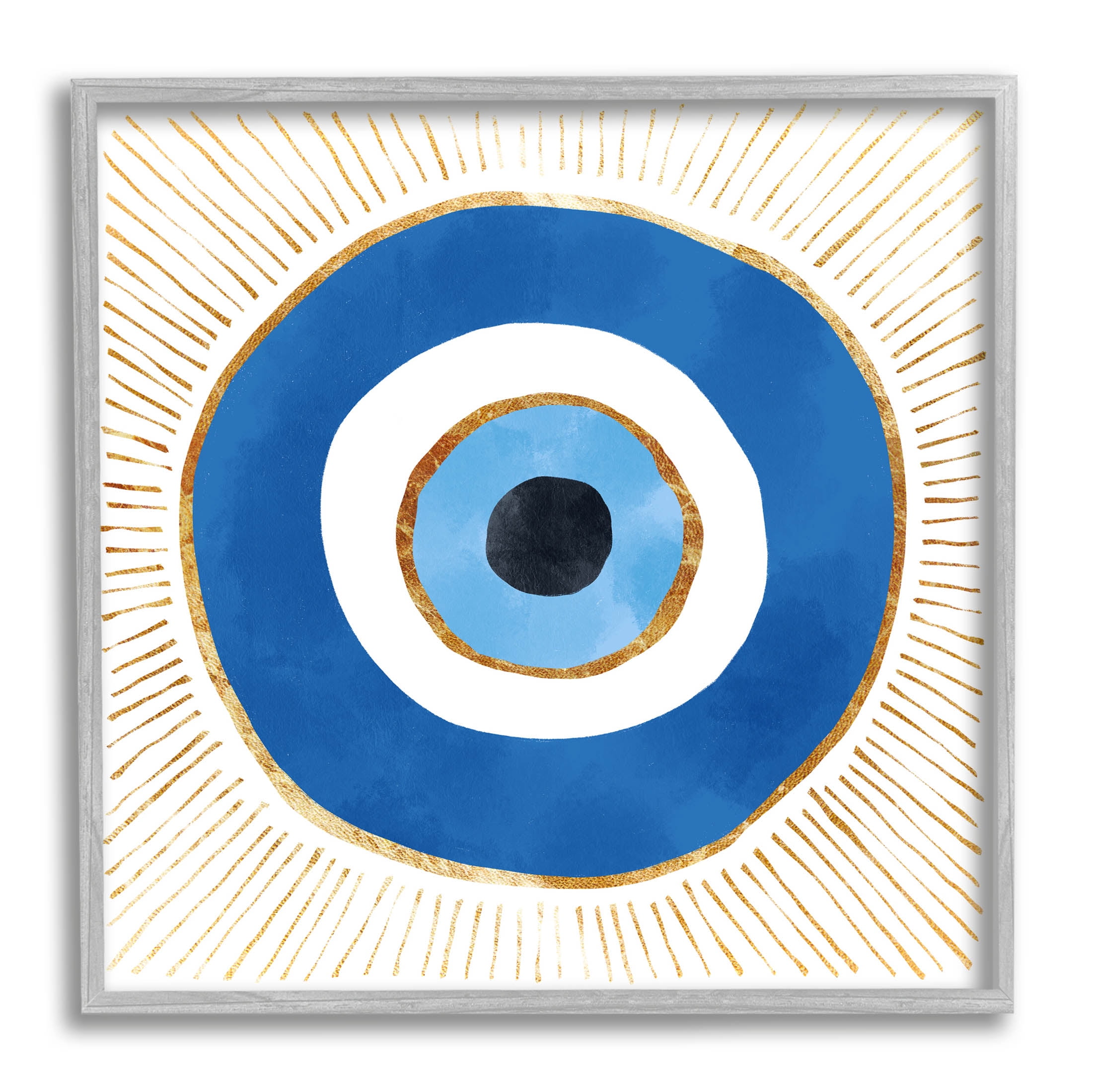 Stupell Industries Evil Eye Symbol Striped Rays Graphic Art Gray Framed Art Print Wall Art, Design by Ziwei Li