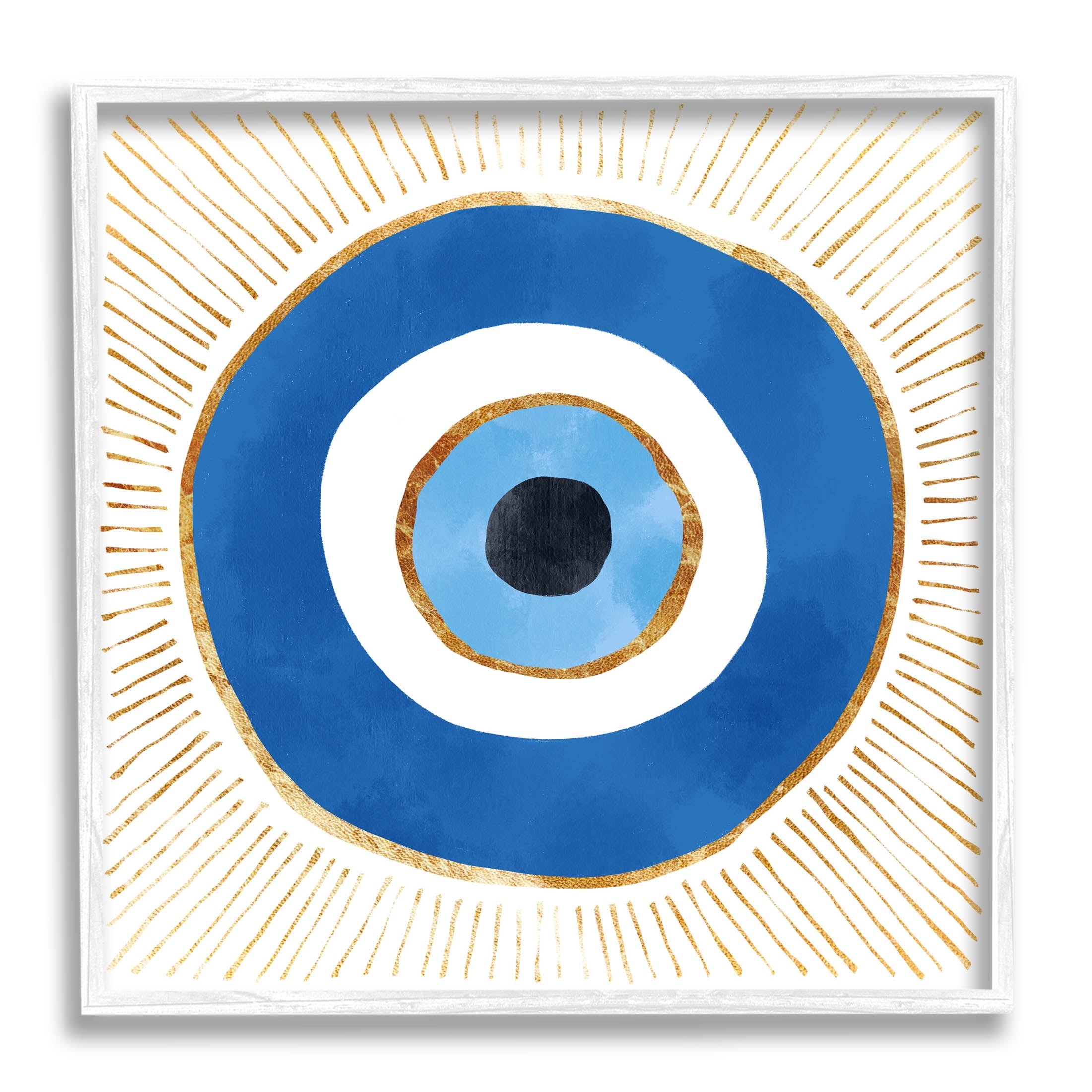 Stupell Industries Evil Eye Symbol Striped Rays Graphic Art White Framed Art Print Wall Art, Design by Ziwei Li