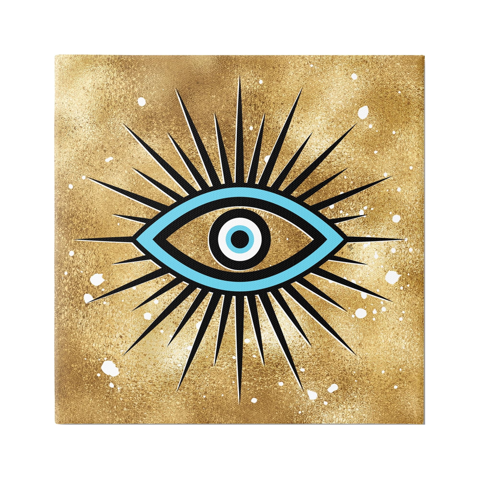 Stupell Industries Evil Eye on Speckled Glam Abstract Painting Gallery Wrapped Canvas Art Print Wall Art, 24 x 24