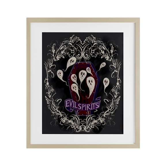 Evil Spirits Ghosts Brown Framed Print Under Glass, 13 x 16, Made In USA