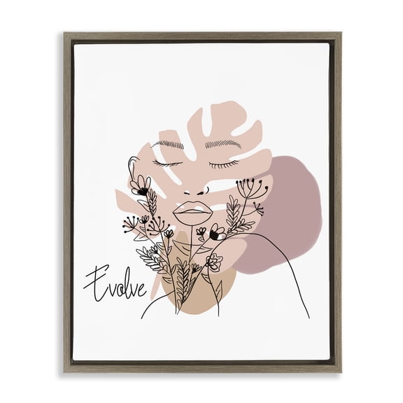 Stupell Industries Evolve Boho Portrait Typography Painting Brown Floater Framed Art Print Wall Art, 17 x 21