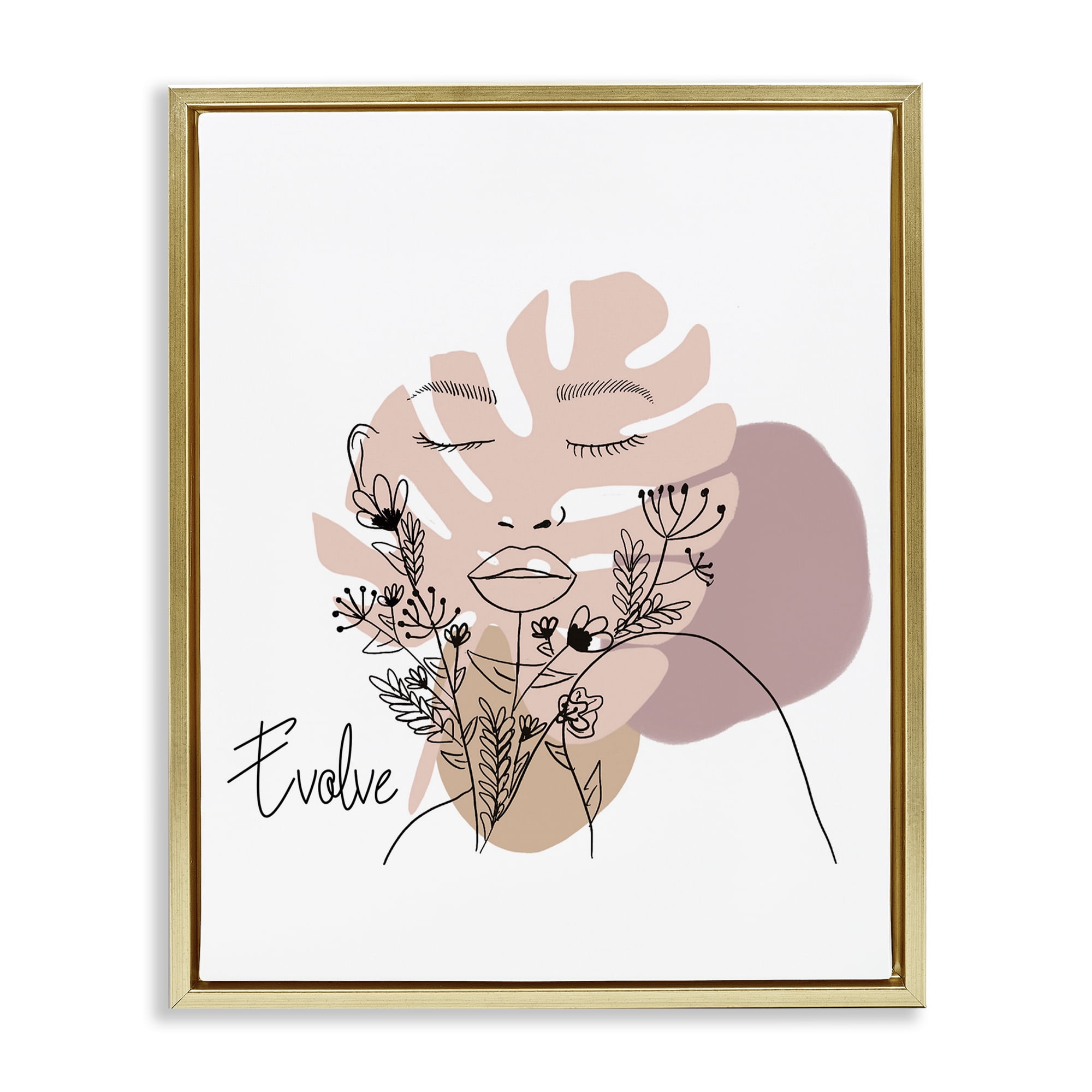 Stupell Industries Evolve Boho Portrait Typography Painting Gold Floater Framed Art Print Wall Art, 17 x 21