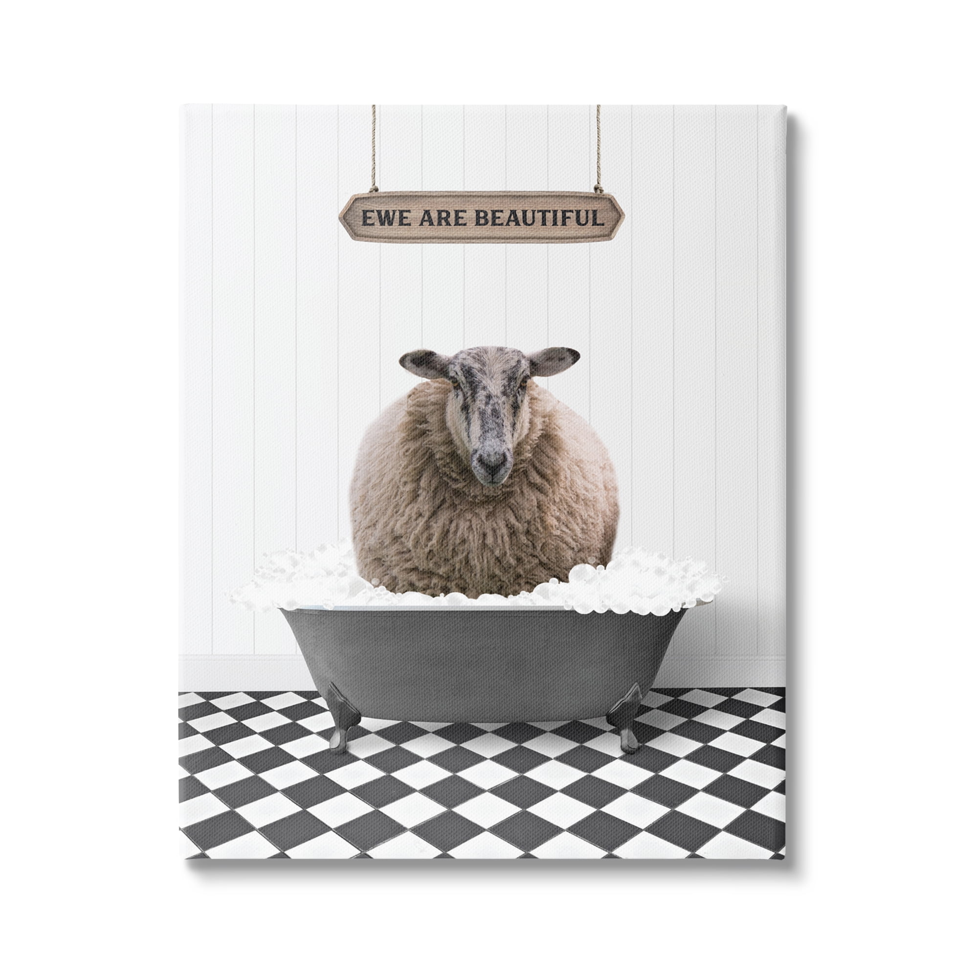 Stupell Industries Ewe Are Beautiful Bathroom Animals & Insects Painting Gallery Wrapped Canvas Print Wall Art, 30 x 40