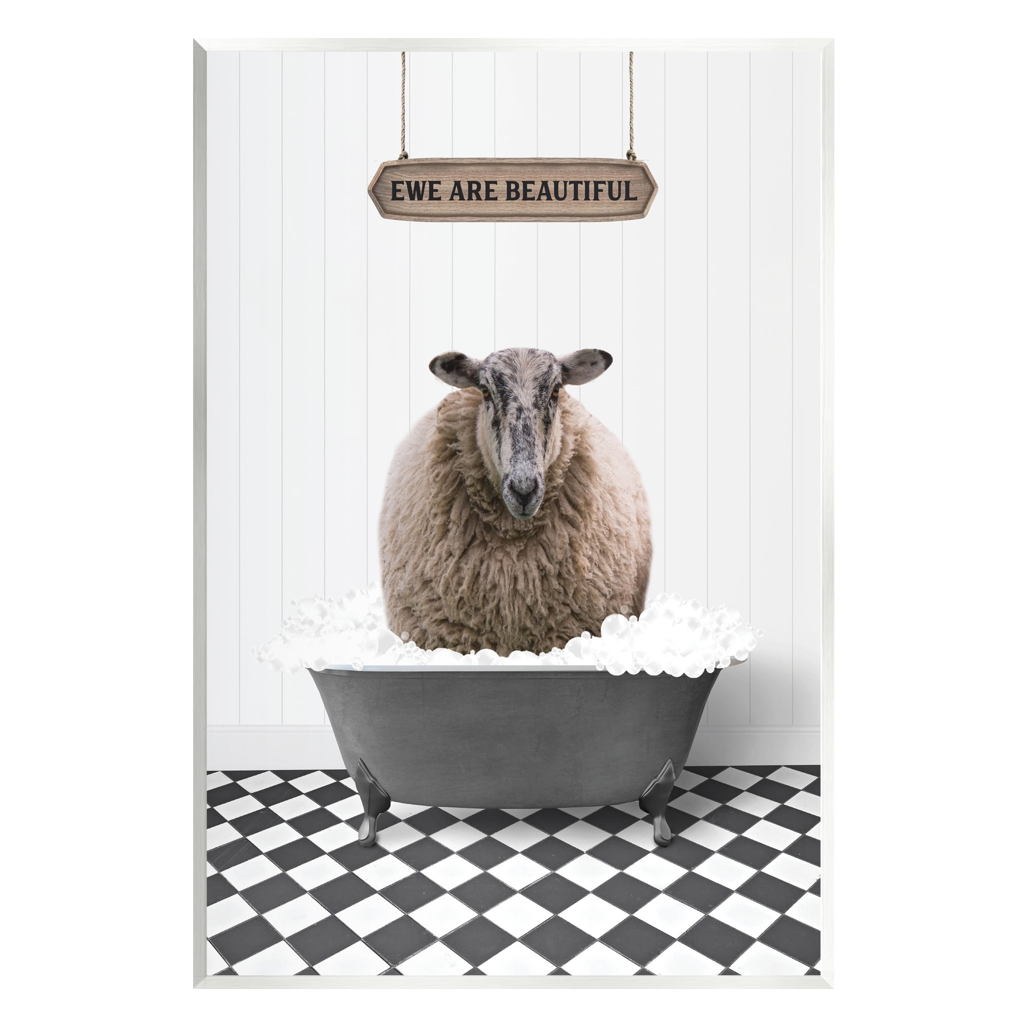 Stupell Industries Ewe Are Beautiful Bathroom Animals & Insects Painting Unframed Art Print Wall Art, 13 x 19
