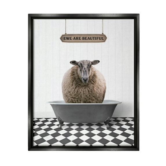 Stupell Industries Ewe Are Beautiful Farmhouse Animals & Insects Painting Black Floater Framed Art Print Wall Art, 17 x 21