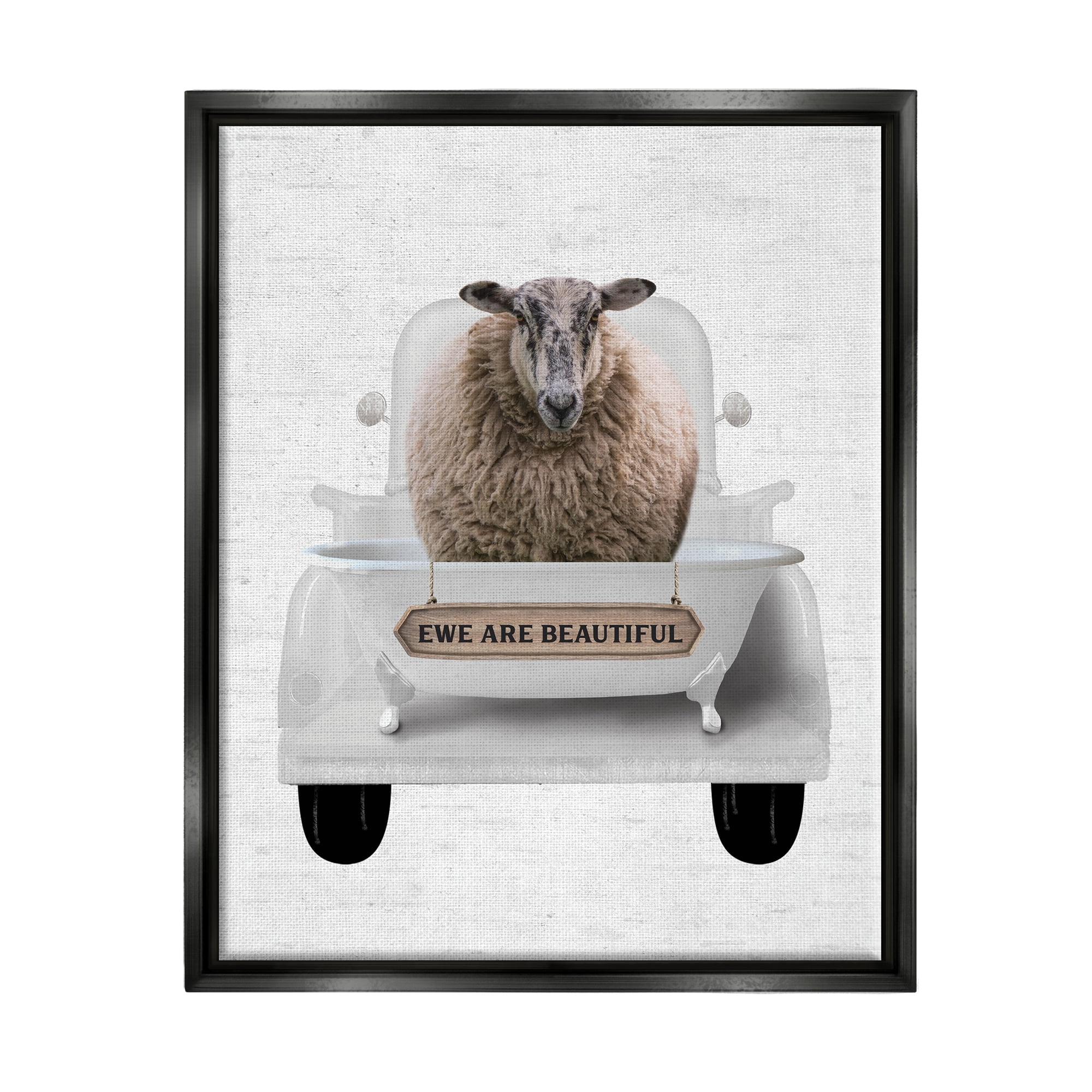 Stupell Industries Ewe Are Beautiful Phrase Animals & Insects Painting Black Floater Framed Art Print Wall Art, 17 x 21
