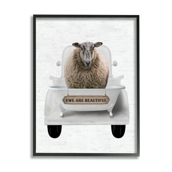 Stupell Industries Ewe Are Beautiful Phrase Animals & Insects Painting Black Framed Art Print Wall Art, 11 x 14