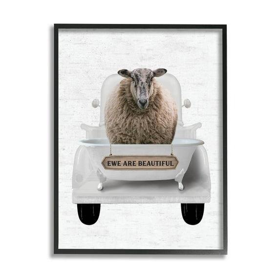 Stupell Industries Ewe Are Beautiful Phrase Animals & Insects Painting Black Framed Art Print Wall Art, 11 x 14