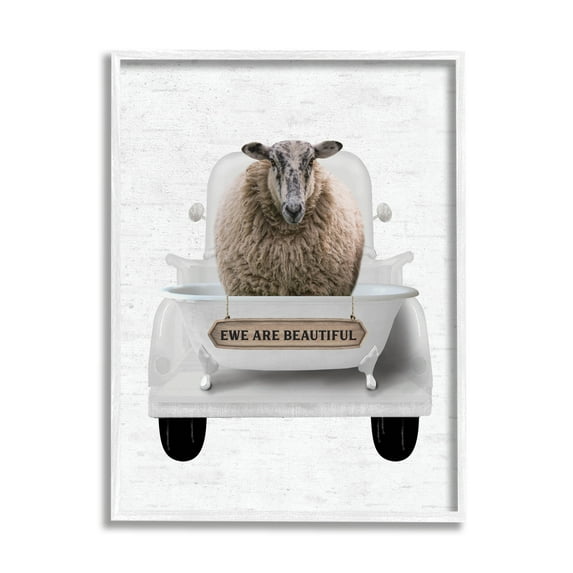 Stupell Industries Ewe Are Beautiful Phrase Animals & Insects Painting White Framed Art Print Wall Art, 16 x 20