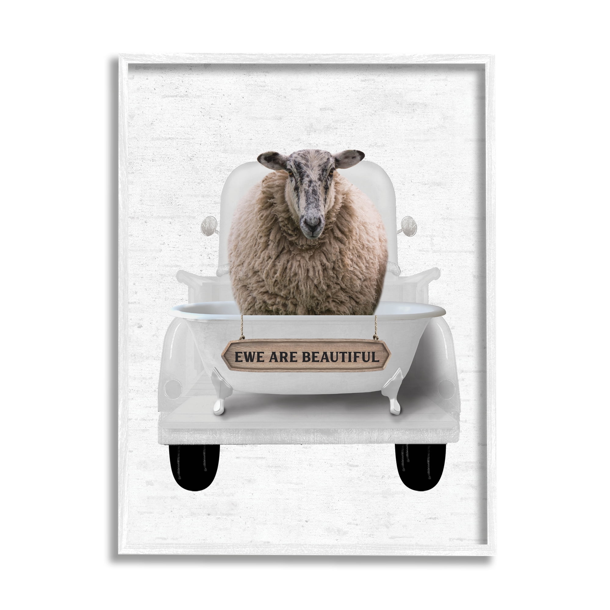 Stupell Industries Ewe Are Beautiful Phrase Animals & Insects Painting White Framed Art Print Wall Art, 24 x 30