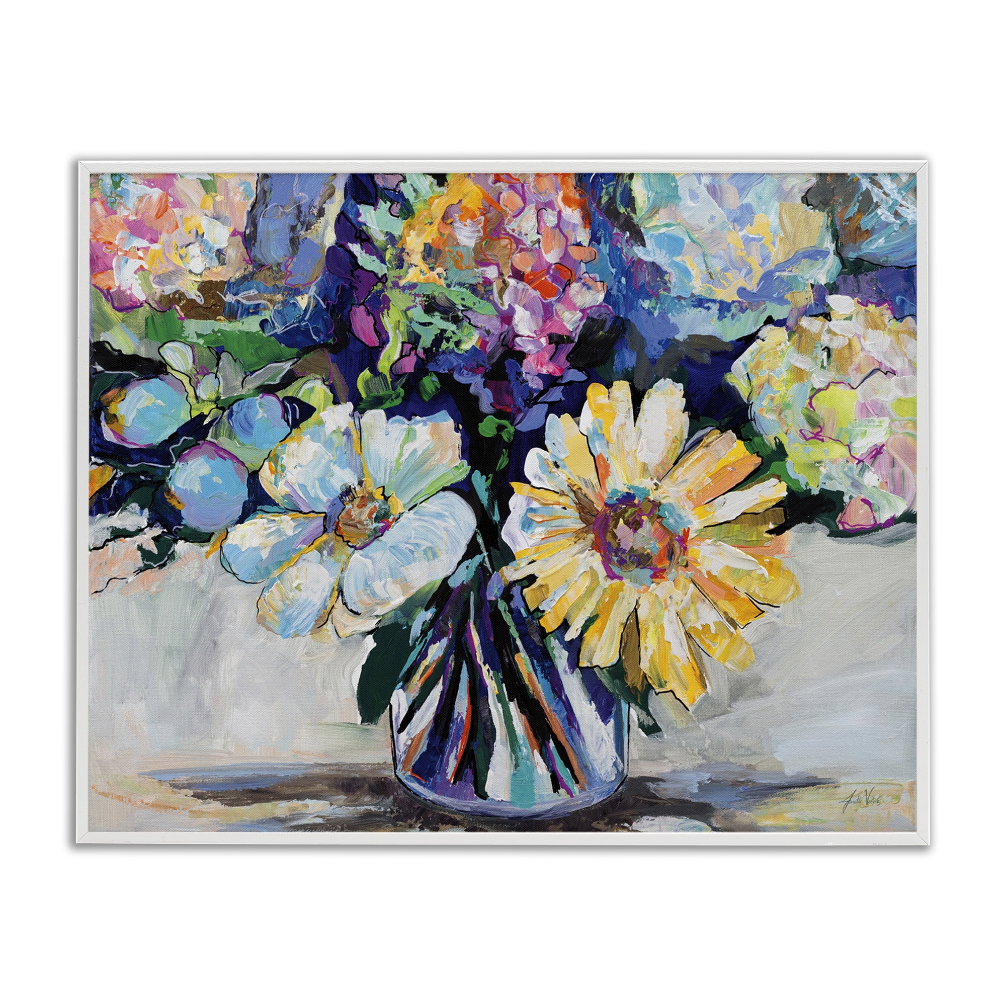 Stupell Industries Exciting Times Bouquet Botanical & Floral Painting White Framed Art Print Wall Art, 20 x 16