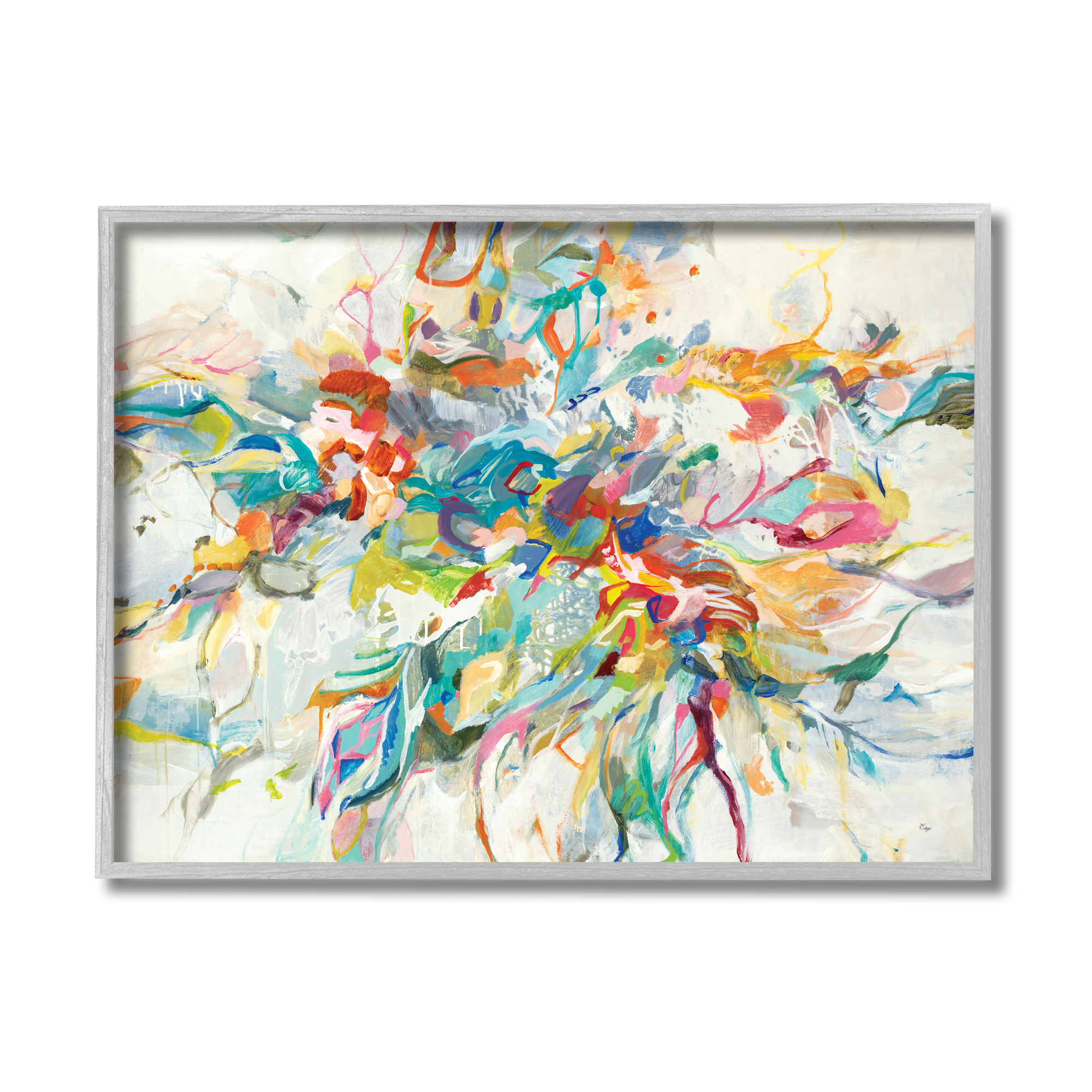 Stupell Industries Exciting Tropical Shapes Abstraction Blue Red Pop,11 x 14,Designed by Lisa Ridgers