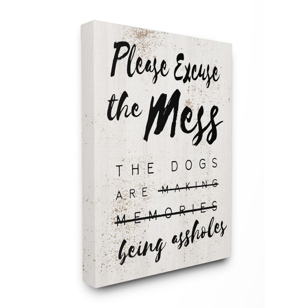 Stupell Industries Excuse Mess Funny Word Dogs Pet Textured Design Canvas Wall Art by Daphne Polselli