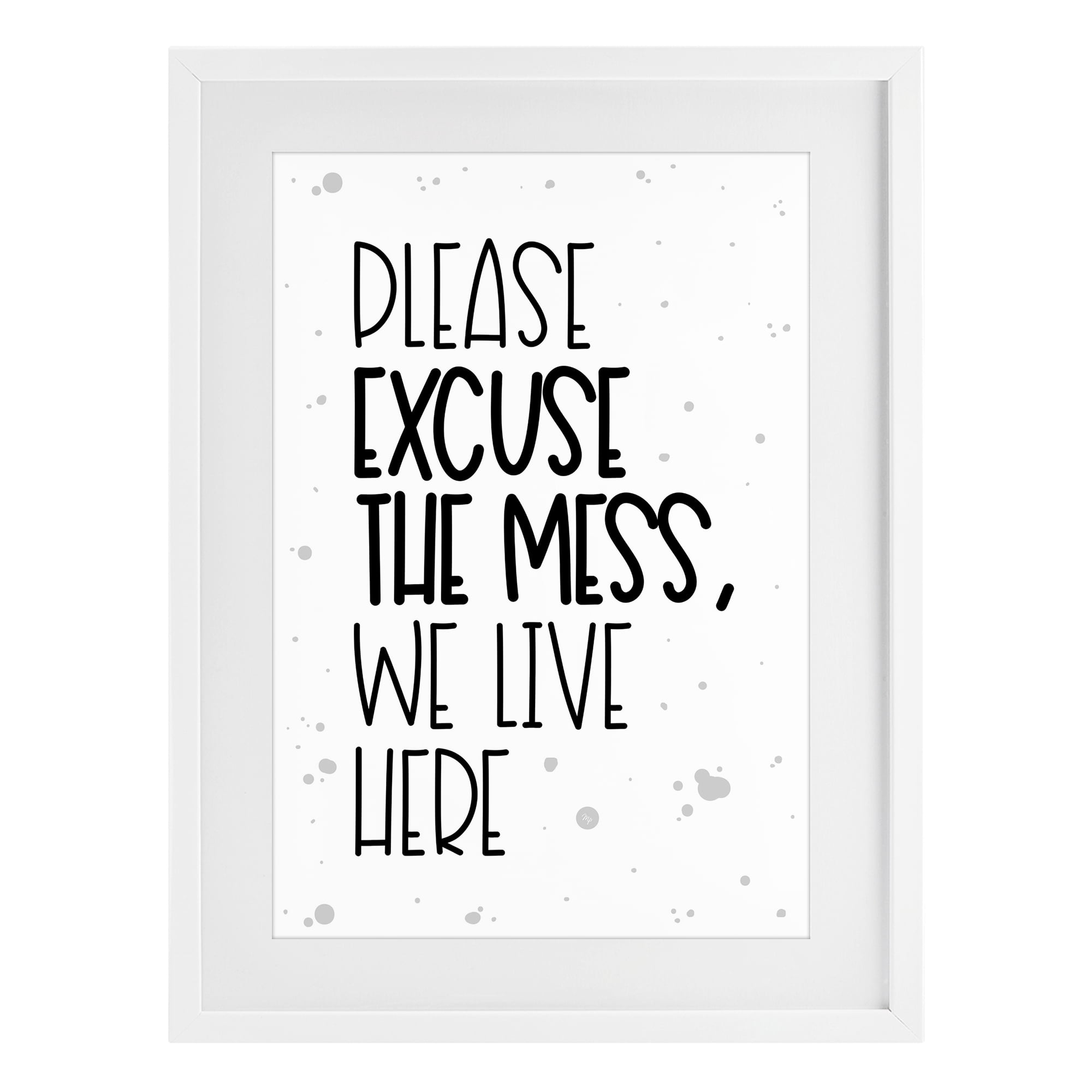 Stupell Industries Excuse the Mess Bold White Framed Print Under Glass, design by Martina Pavlova