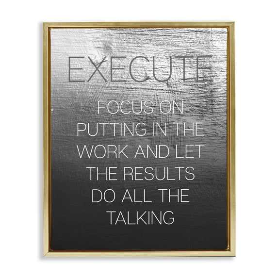 Stupell Industries Modern Execute Motivational Definition Gold Floating Frame Canvas Art, 17 x 21, by Lil' Rue