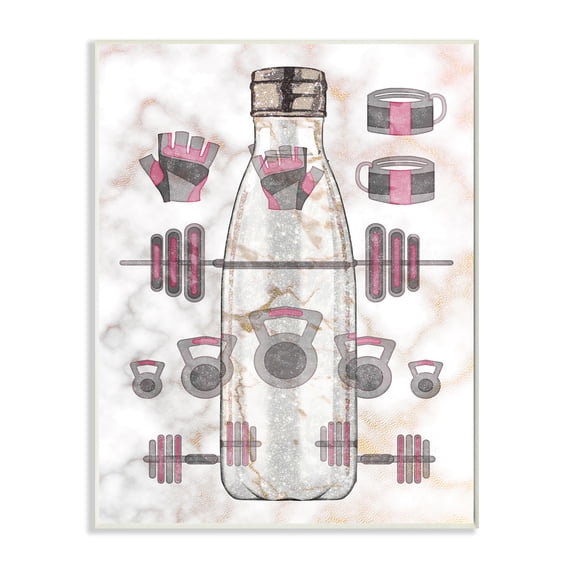Stupell Industries Exercise Bottle Glam Home Weight Lifting Equipment Sports Painting Unframed Art Print Wall Art, 10 x 15