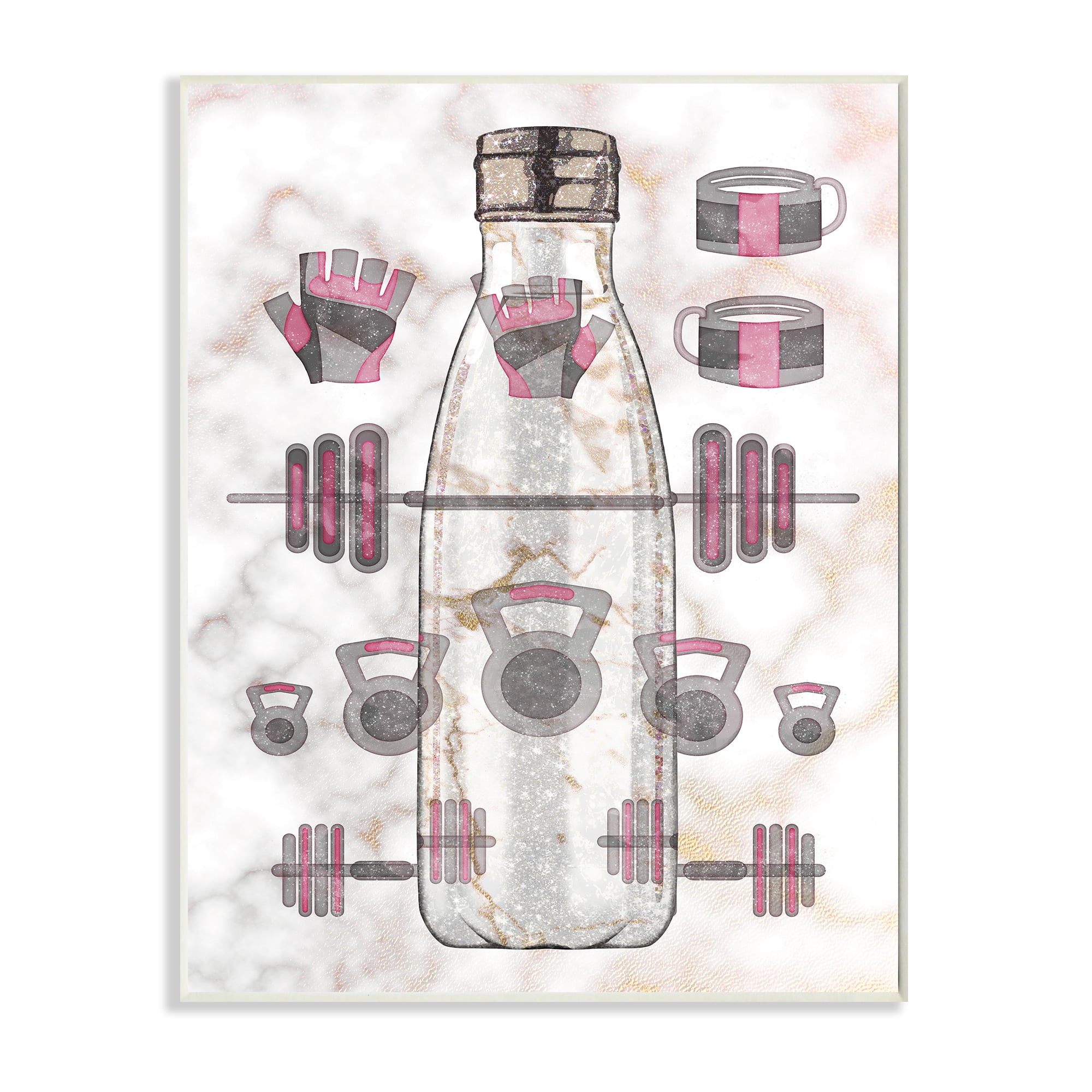 Stupell Industries Exercise Bottle Glam Home Weight Lifting Equipment Sports Painting Unframed Art Print Wall Art, 13 x 19