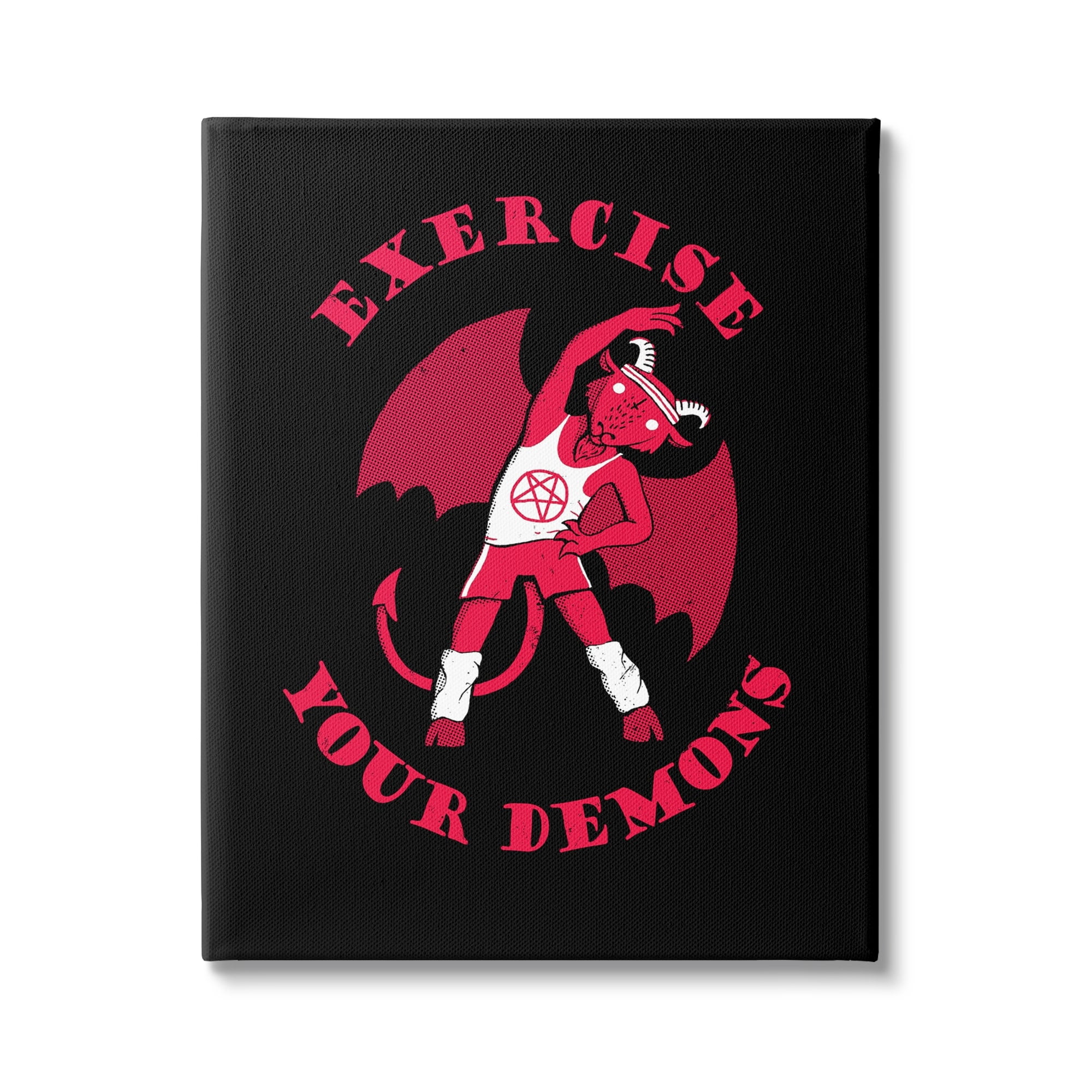 Stupell Industries Exercise Your Demons Funny Red Devil Workout Canvas Wall Art, 30 x 40, Design by Michael Buxton