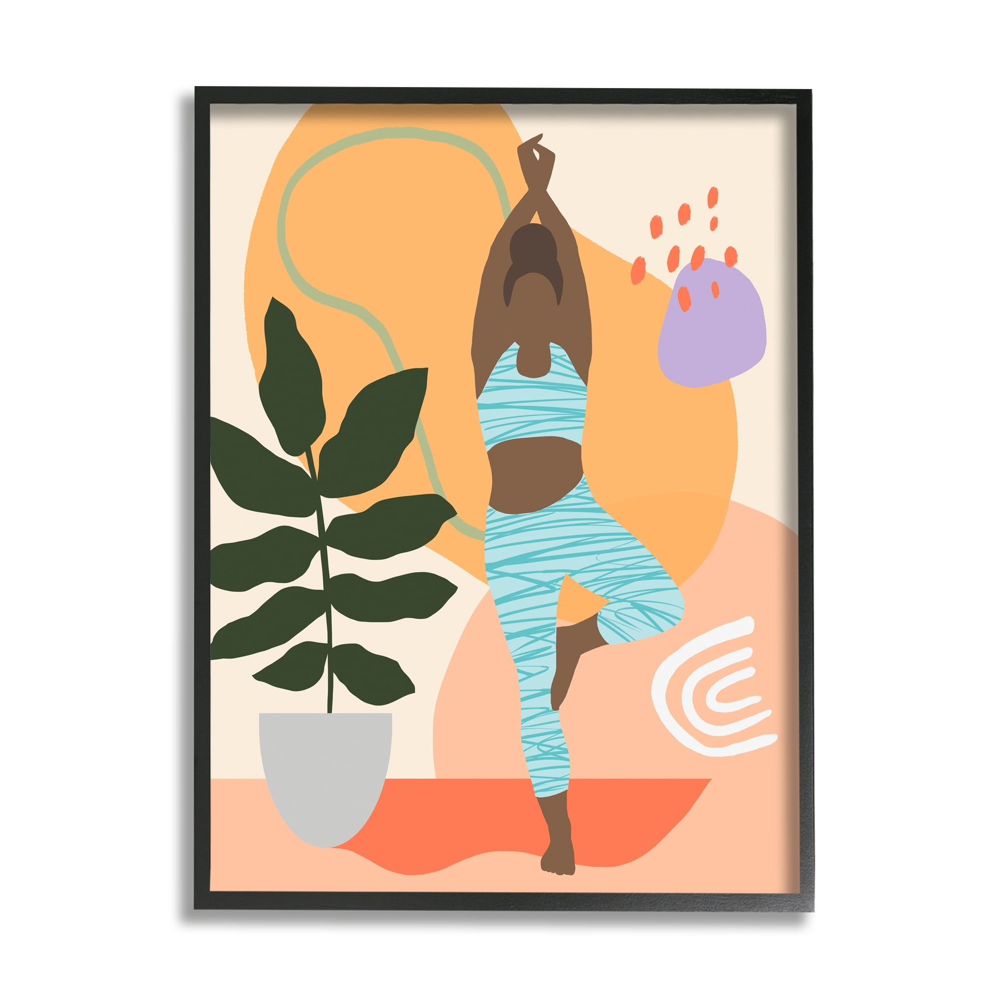 Stupell Industries Exercising Yoga Botanical Plant Abstract Shapes , 24 x 30, Design by Annie Warren