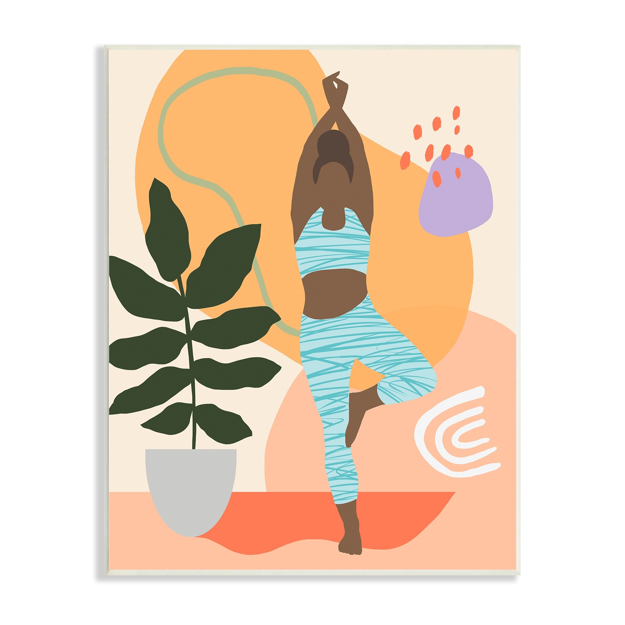 Stupell Industries Exercising Yoga Botanical Plant Abstract Shapes Graphic Art Unframed Art Print Wall Art, 10x15, by Annie Warren
