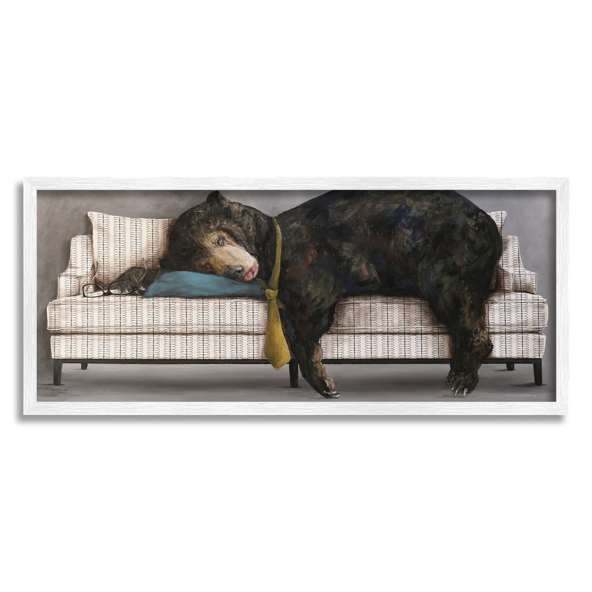 Stupell Industries Exhausted Papa Bear Sleeping Business Tie Modern Couch, 30 x 13, Design by Kamdon Kreations
