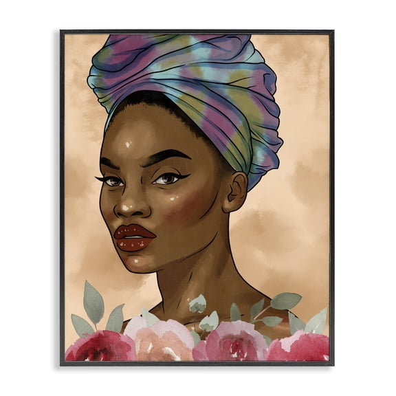 Stupell Industries Exhilarating Beauty Female Portrait Portrait Painting Black Framed Art Print Wall Art, 16 x 20