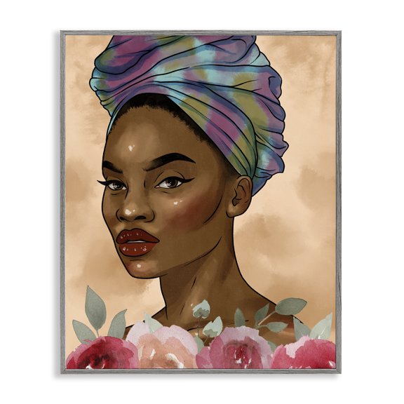 Stupell Industries Exhilarating Beauty Female Portrait Portrait Painting Gray Framed Art Print Wall Art, 16 x 20