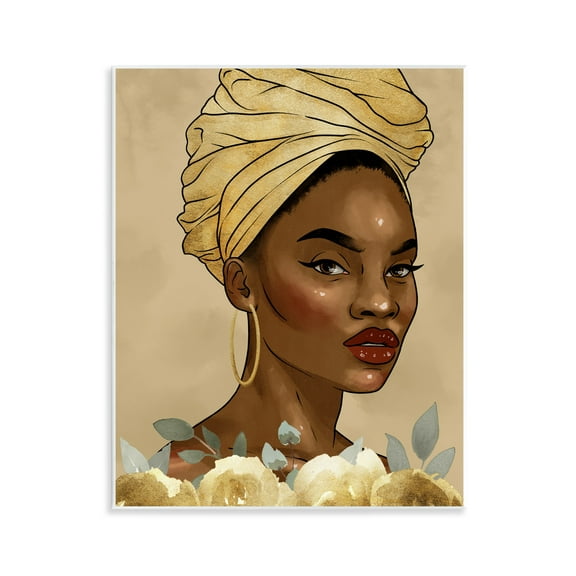 Stupell Industries Exhilarating Golden Beauty Portrait Portrait Painting Unframed Art Print Wall Art, 11 x 14