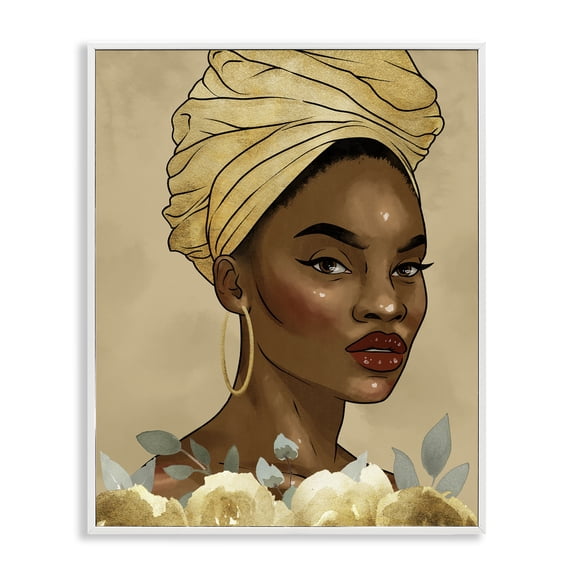 Stupell Industries Exhilarating Golden Beauty Portrait Portrait Painting White Framed Art Print Wall Art, 16 x 20