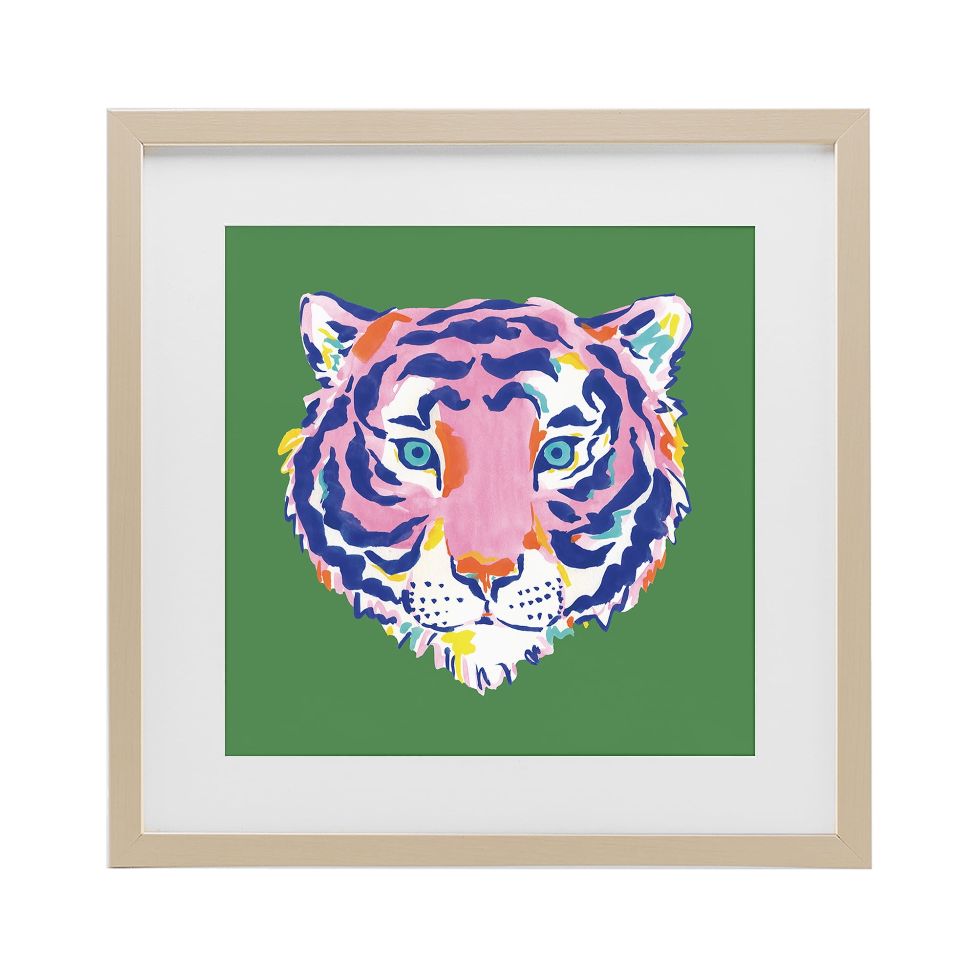Stupell Industries Exotic Boho Tiger Face Birch Framed Print Under Glass, design by Karolina Sato