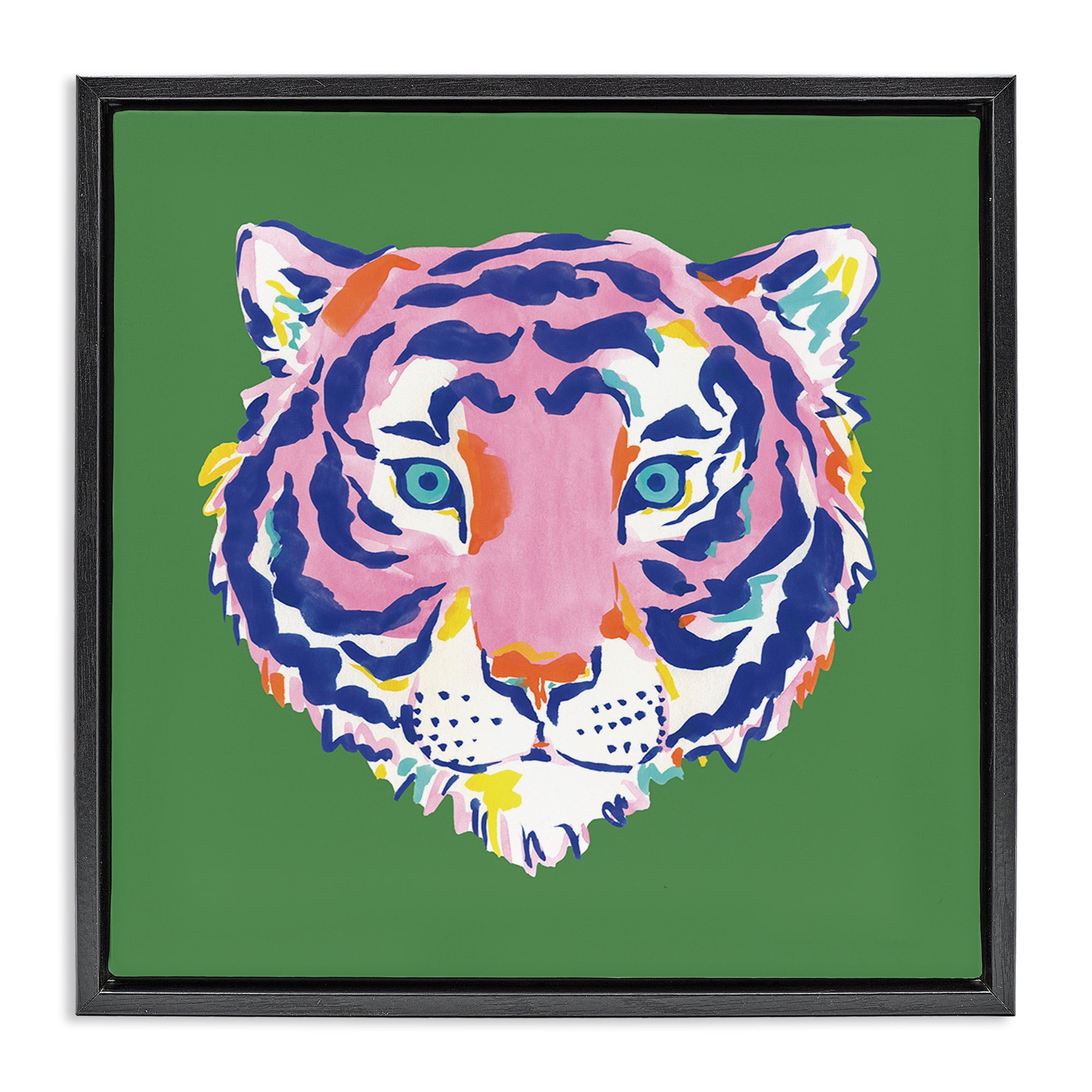 Stupell Industries Exotic Boho Tiger Face Black Framed Floater Canvas Wall Art, design by Karolina Sato