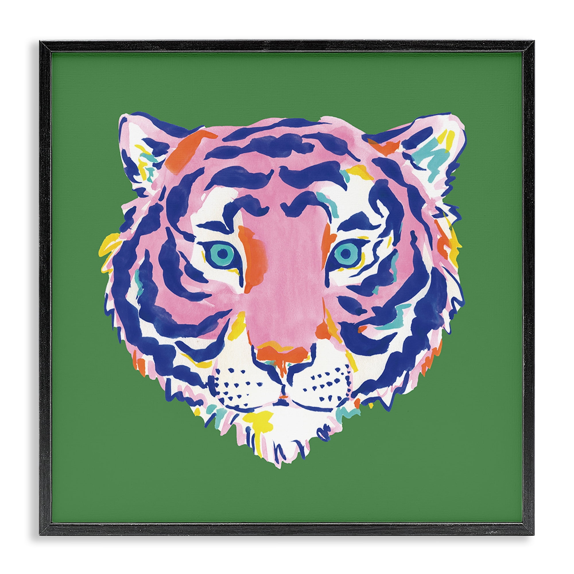 Stupell Industries Exotic Boho Tiger Face Black Framed Giclee Art, design by Karolina Sato