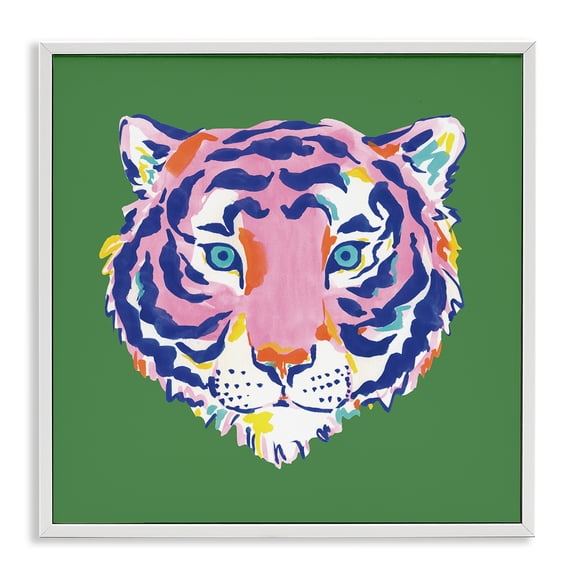 Stupell Industries Exotic Boho Tiger Face White Framed Giclee Art, design by Karolina Sato