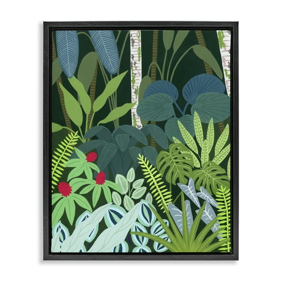 Stupell Industries Exotic Botanical Gardens Black Framed Floater Canvas Wall Art design by Courtney Haley, 21 x 17