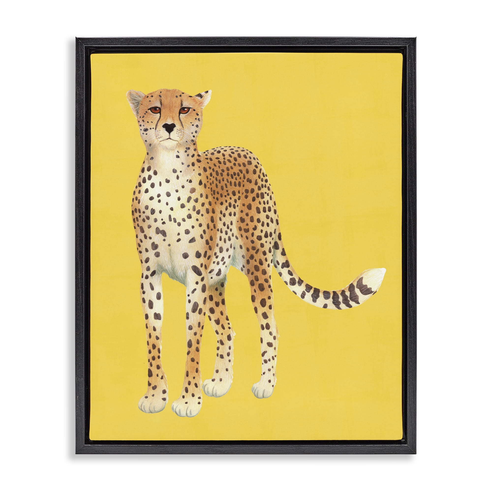 Stupell Industries Exotic Cheetah over Yellow Black Framed Floater Canvas Wall Art, design by Karolina Sato