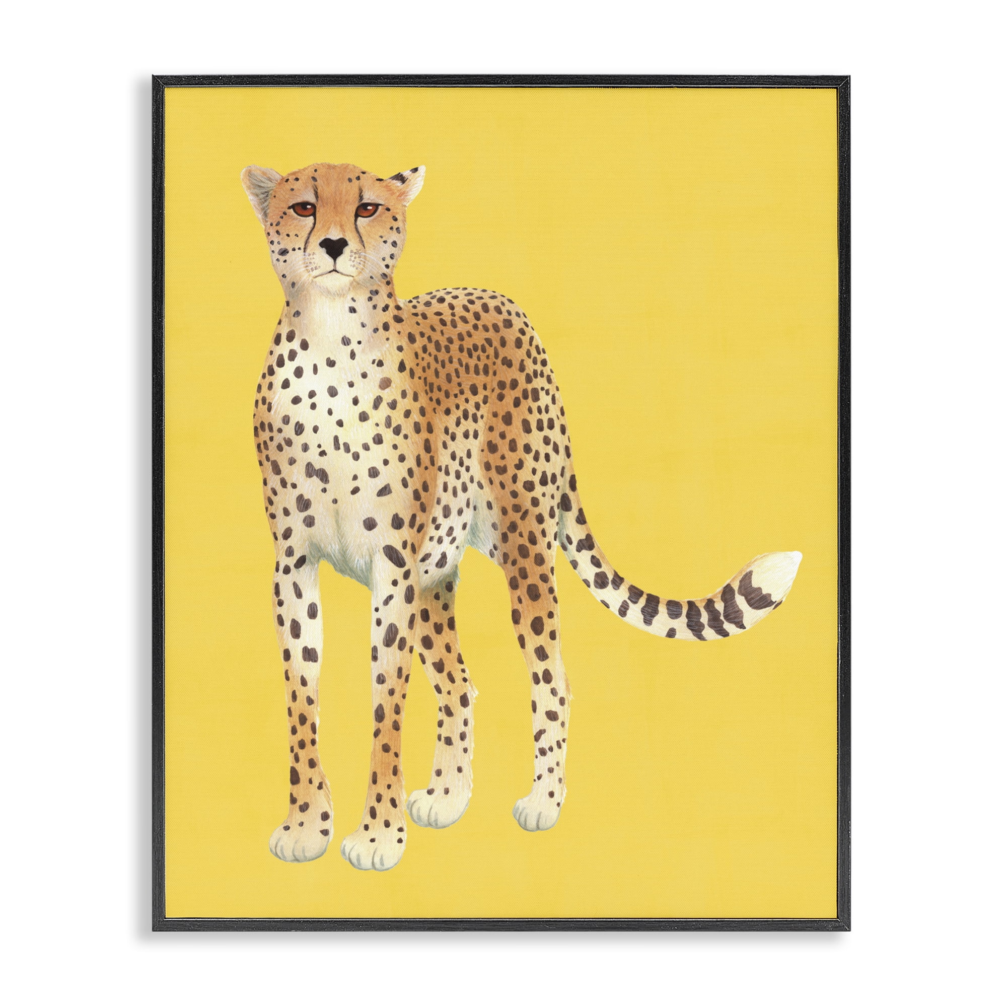 Stupell Industries Exotic Cheetah over Yellow Black Framed Giclee Art, design by Karolina Sato